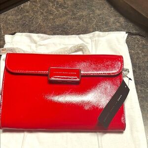 Marc by Marc Jacobs red leather crossbody bag with silver chain strap